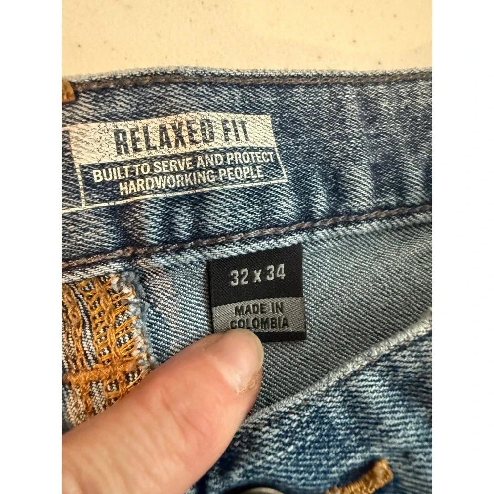 Carhartt Relaxed Fit Jeans Mens 32x34 Medium Wash Blue Denim Straight Leg 2510